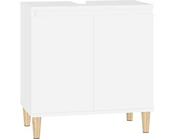 vidaXL - Wastafelkast - 58x33x60 - cm - bewerkt - hout - wit
