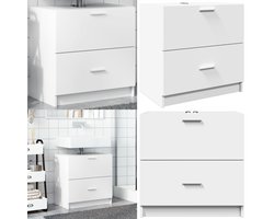 vidaXL Wastafelkast 59x37x59 cm bewerkt hout wit - Wastafelkast - Wastafelkasten - Badkamer Wastafel Kast - Wastafelkastje