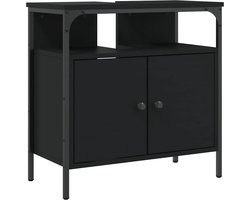 vidaXL - Wastafelkast - 60x30x60 - cm - bewerkt - hout - zwart