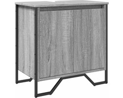 vidaXL - Wastafelkast - 60x35x60 - cm - bewerkt - hout - grijs - sonoma - eikenkleurig
