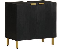 vidaXL - Wastafelkast - 62x33x58 - cm - bewerkt - hout - zwart