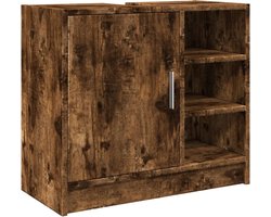 vidaXL - Wastafelkast - 63x29x55 - cm - bewerkt - hout - gerookt - eikenkleurig