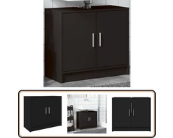 vidaXL Wastafelkast - 63x29x55 cm - Zwart - Bewerkt hout Wastafelkast - Wastafelkasten - Badkamer Wastafel Kast - Wastafelkastje