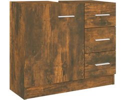 vidaXL - Wastafelkast - 63x30x54 - cm - bewerkt - hout - gerookt - eikenkleurig