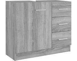 vidaXL - Wastafelkast - 63x30x54 - cm - bewerkt - hout - grijs - sonoma - eikenkleurig