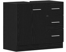 vidaXL - Wastafelkast - 63x30x54 - cm - spaanplaat - zwart - eikenkleurig