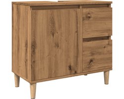 vidaXL - Wastafelkast - 65x33x60 - cm - bewerkt - hout - artisanaal - eikenkleurig