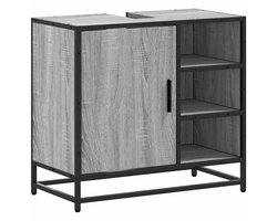 vidaXL - Wastafelkast - 65x33x60 - cm - bewerkt - hout - grijs - sonoma - eikenkleurig