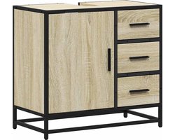 vidaXL - Wastafelkast - 65x33x60 - cm - bewerkt - hout - sonoma - eikenkleurig