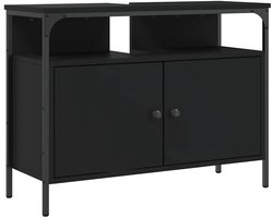 vidaXL - Wastafelkast - 80x30x60 - cm - bewerkt - hout - zwart