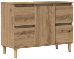 vidaXL - Wastafelkast - 80x33x60 - cm - bewerkt - hout - artisanaal - eikenkleur