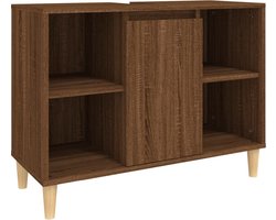 vidaXL - Wastafelkast - 80x33x60 - cm - bewerkt - hout - bruin - eikenkleur