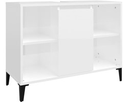 vidaXL Wastafelkast 80x33x60 cm bewerkt hout hoogglans wit