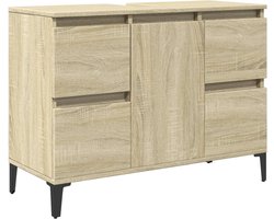 vidaXL - Wastafelkast - 80x33x60 - cm - bewerkt - hout - sonoma - eikenkleurig