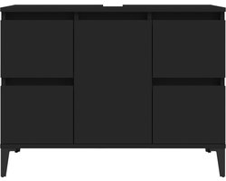 vidaXL - Wastafelkast - 80x33x60 - cm - bewerkt - hout - zwart