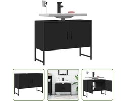 vidaXL - Wastafelkast - 80x33x60 - cm - bewerkt - hout - zwart