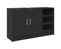 vidaXL - Wastafelkast - 90x29x55 - cm - bewerkt - hout - zwart