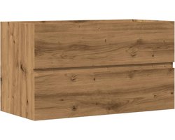 vidaXL - Wastafelkast - 90x38,5x45 - cm - bewerkt - hout - artisanaal - eikenkleur