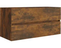 vidaXL - Wastafelkast - 90x38,5x45 - cm - bewerkt - hout - gerookt - eikenkleurig