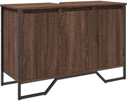 vidaXL - Wastafelkast - 91x35x60 - cm - bewerkt - hout - bruin - eikenkleurig