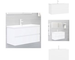 vidaXL Wastafelkast En Wastafel - Wastafelkasten En Wastafels - Wastafel - Wastafels - Wastafelkast met ingebouwde wastafel spaanplaat wit