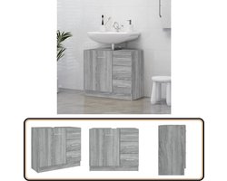 vidaXL Wastafelkast - Grijs Sonoma Eiken, 63x30x54 cm Wasstandaard - Badkamerspiegel - Badkamerkast - Opslagruimte - Grijze Badkamer