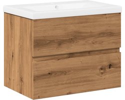vidaXL - Wastafelkast - met - ingebouwde - wasbak - artisanaal - eikenkleurig