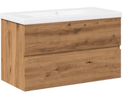 vidaXL - Wastafelkast - met - ingebouwde - wasbak - artisanaal - eikenkleurig