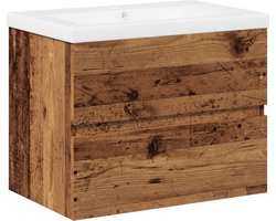 vidaXL - Wastafelkast - met - ingebouwde - wasbak - oud - houtkleurig