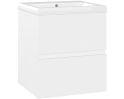 vidaXL - Wastafelkast - met - ingebouwde - wastafel - bewerkt - hout - wit