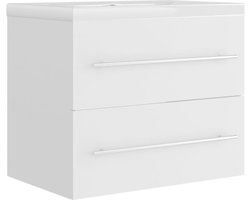 vidaXL - Wastafelkast - met - ingebouwde - wastafel - bewerkt - hout - wit