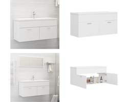 vidaXL - Wastafelkast - met - ingebouwde - wastafel - spaanplaat - wit
