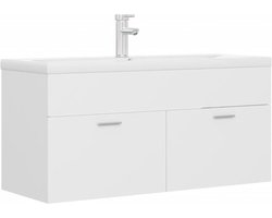 vidaXL - Wastafelkast - met - ingebouwde - wastafel - spaanplaat - wit