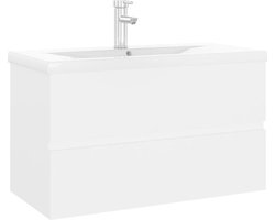 vidaXL - Wastafelkast - met - ingebouwde - wastafel - spaanplaat - wit