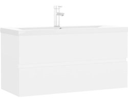 vidaXL - Wastafelkast - met - ingebouwde - wastafel - spaanplaat - wit