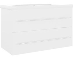vidaXL - Wastafelkast - met - ingebouwde - wastafel - spaanplaat - wit