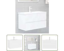 vidaXL Wastafelkast met ingebouwde wastafel spaanplaat wit - Wastafelkast - Badkamerspiegel - Badkameraccessoires - Houten Wastafelkast - Witte Wastafel