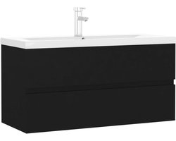 vidaXL - Wastafelkast - met - ingebouwde - wastafel - spaanplaat - zwart