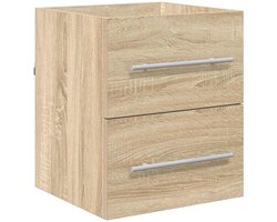 vidaXL - Wastafelkast - met - lade - Sonoma - Eik - 38,5 - x - 41 - x - 48 - cm - Bewerkt - hout