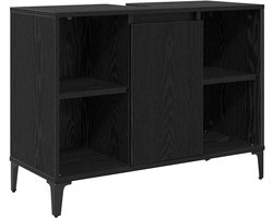 vidaXL - Wastafelkast - met - plank - met - opslag - Zwart - Eiken - 80 - x - 33 - x - 60 - cm