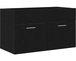vidaXL - Wastafelkast - Zwart - Eiken - 38,5 - x - 100 - x - 46 - cm - Bewerkt - hout