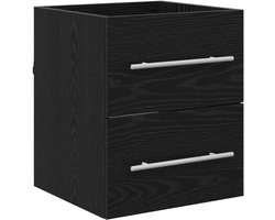 vidaXL - Wastafelkast - Zwart - Eiken - 38,5 - x - 41 - x - 48 - cm - Bewerkt - hout