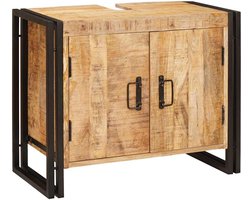 vidaXL - Wastafelonderkast - 71 - x - 33 - x - 58 - cm - Massief - mangohout - en - IJzer