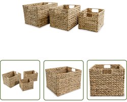 vidaXL Waterhyacint - Opbergmanden - Opbergmandenset waterhyacint 3-delig - Opbergboxen - Badkamerorganisatie - Woonaccessoires