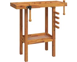 vidaXL - Werkbank - met - bankschroeven - 92x48x83 - cm - massief - acaciahout