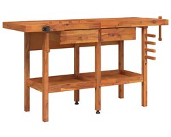 vidaXL - Werkbank - met - lades - en - bankschroeven - 162x62x83 - cm - acaciahout