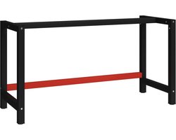 vidaXL - Werkbankframe - 150x57x79 - cm - metaal - zwart - en - rood