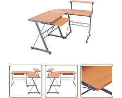 vidaXL Werkstation - Hoekenbureau - Hoekbureau 132x112x99 cm bewerkt hout bruin - Schrijfburea - Laptopstandaard - Home Office