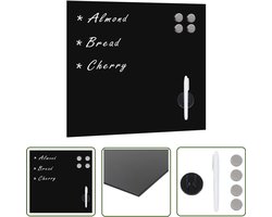 vidaXL Whiteboard - Magneetbord - Magneetbord voor aan de wand 60x60 cm glas - Glas Magneetbord - Zwarte Magneetbord - Magnetisch Whiteboard