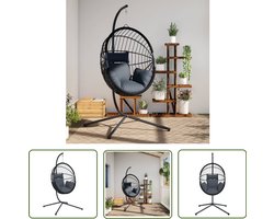 vidaXL Wicker Hangstoel - Hangstoel - Hangstoel met standaard rattan en staal antracietkleurig - Outdoor Hangstoel - Lounge Stoel - Relax Fauteuil